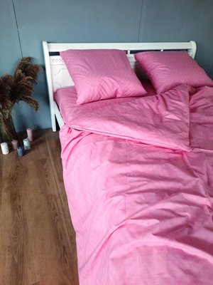Двоспальний постільний комплект Євро Бязь голд "Рожевий ромб" 83601 фото