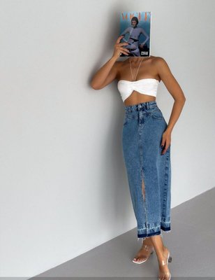 Спідниця джинсова максі в блакитному кольорі  10000-151 фото